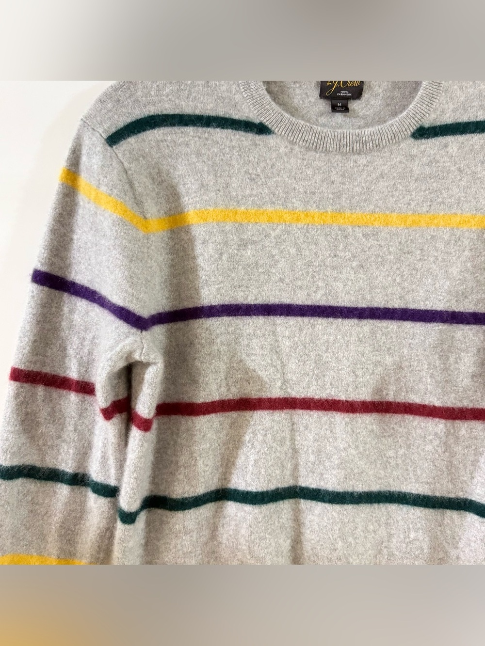 Knit for J.Crew 100% Cashmere Striped Sweater Gray Multicolor Size M - Picture 3 of 10